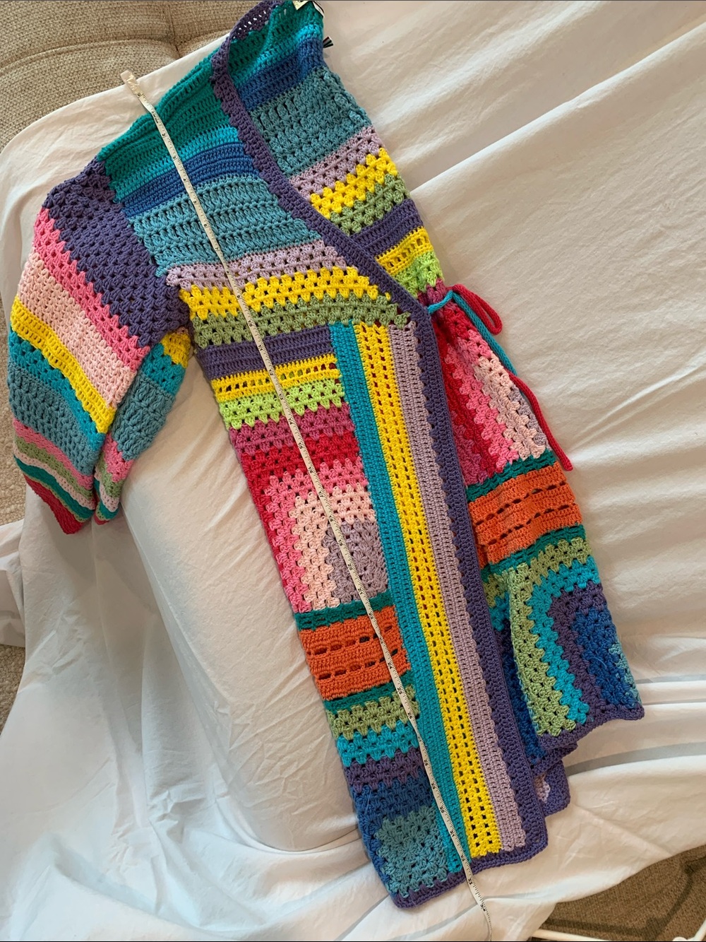 Made in italy 100%Cotton Granny square rainbow 🌈🦋🌺patchwork Cardigan Sweater - Picture 8 of 17